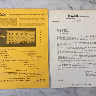 1965 Echolette Corporation Flyer And Signed Letter Rare Vintage Case Candy Collector image 1