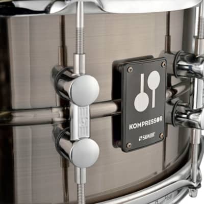 Sonor Kompressor Brass Snare Drum, Black Nickel Plated, 14" x 6.5" image 3