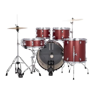 Ludwig Accent 5-Piece Fuse Drum Set - 20" Bass (Red Sparkle) image 3