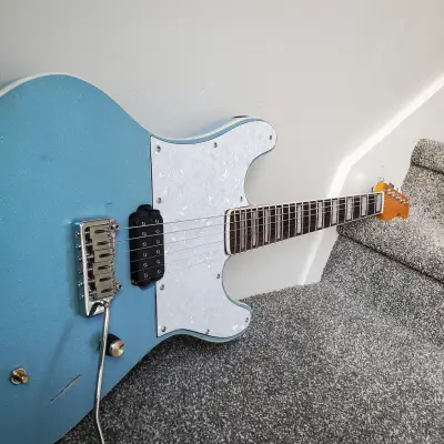 Custom Guitar Single Pickup Light Distress One Off Custom Built 2017 Blue Flake With Nitrocellulose Crackle Finish image 1