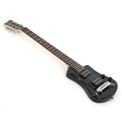 Hofner HOF-HCT-SH-DLX- BK-O Deluxe Shorty Electric Travel Guitar - Black - with Gig Bag image 6