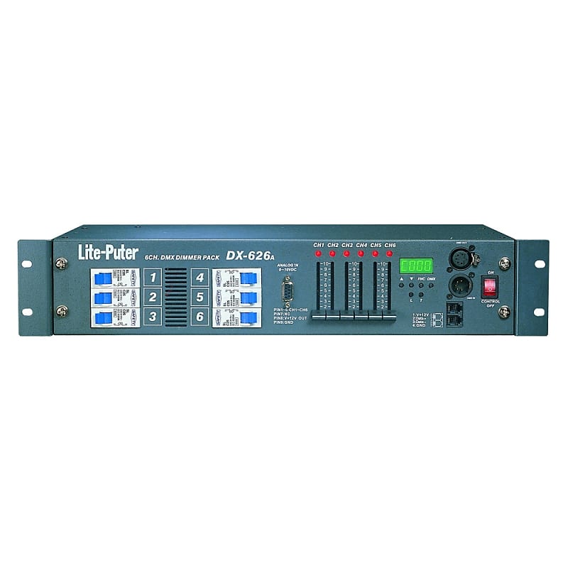 LITE-PUTER DX626 6 Channels @ 2400w with 14400w Total Rackmount Dimmer Pack image 1