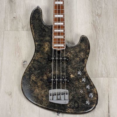 Mint Mayones Jabba Custom BB 4 Bass, Buckeye Burl Master Grade, Antique Black Satine image 2