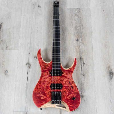 Mayones Hydra Elite 6 Headless Guitar, Ebony Fretboard, Antique Red image 3
