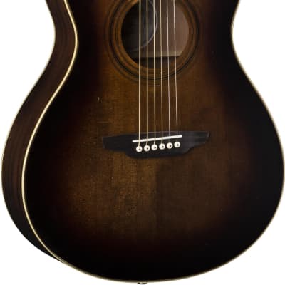Luna Art Vintage Folk Acoustic Guitar - Distressed Vintage Brownburst image 1