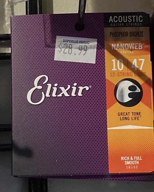 elixir phosphor bronze light 12 string