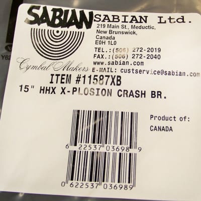 Sabian HHX 15" X-Plosion Crash Cymbal/Brilliant Finish/Model # 11587XB/New image 4