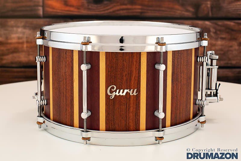 GURU DRUMS 13 X 7 BUBINGA, MAPLE & PURPLEHEART STAVE SNARE | Reverb UK