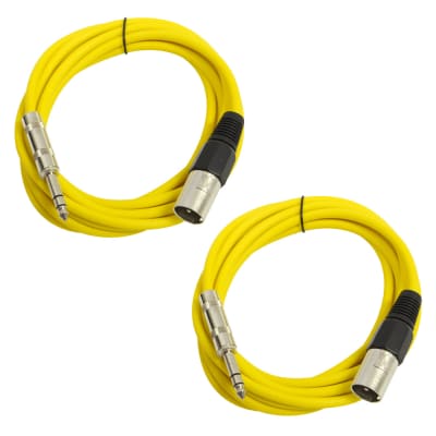 2 Pack of 1/4 Inch to XLR Male Patch Cables 10 Foot Extension Cords Jumper - Yellow and Yellow image 1