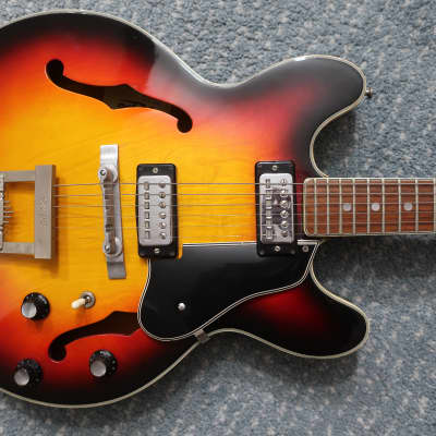 Vintage 1960s Kappa Continental Hollow Body Guitar Sunburst Finish Original No Case 335 Style Original Bigsby Bridge image 2
