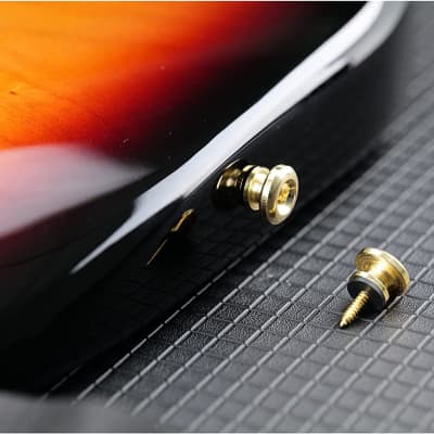 Gold Oversized End Pin Acoustic Electric Guitar Strap Buttons Screws Pads image 5