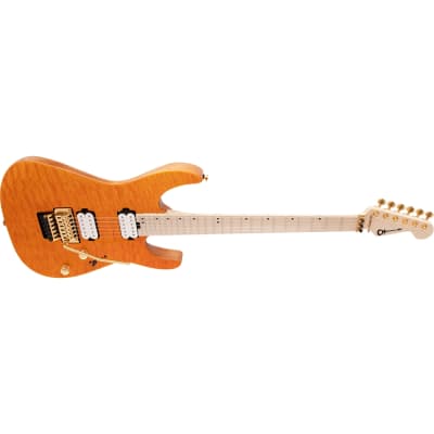 Charvel Pro-Mod DK24 HH FR M Mahogany Guitar with Quilt Maple, Maple, Dark Amber image 6