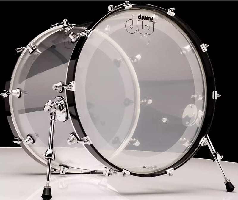 DW Design Series 22x18 Clear Acrylic Bass Drum; 22” diameter X 18” depth, Drum Workshop Kick image 1