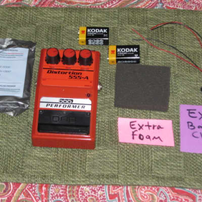 used vintage (1980s) DOD 555-A Distortion (Analog) Performer Series (red casing), + two 9v batteries, strings, extrra foam, and two extra battery CLIPS (NO Box / NO paperwork) image 1