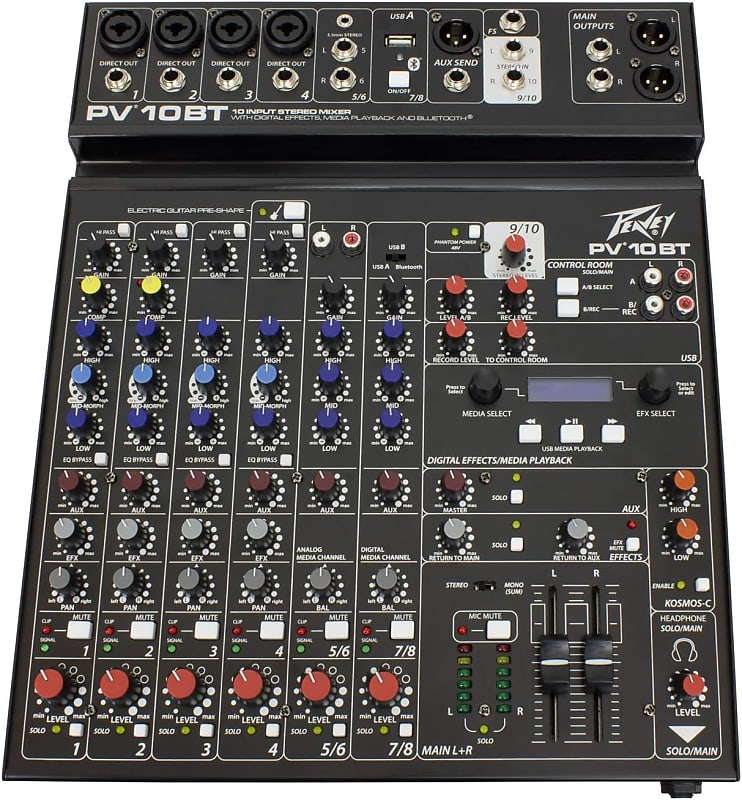 Peavey PV10 BT 10 Channel Mixer with Bluetooth image 1