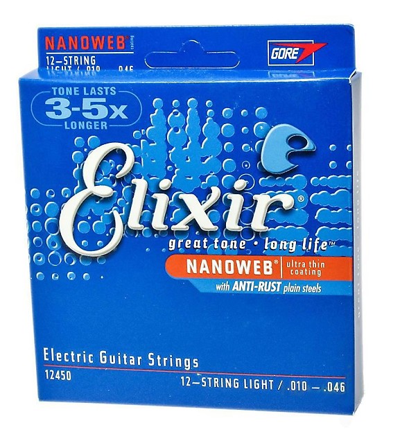 Elixir 14638 Nanoweb Nickel Plated Steel 12-String Electric Guitar Strings - Light (10-46) image 1