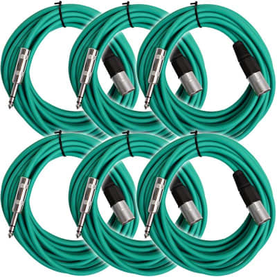 SEISMIC AUDIO - 6 Pack of 25 Ft XLR Male to 1/4" TRS Patch Cable Snake Cords image 1
