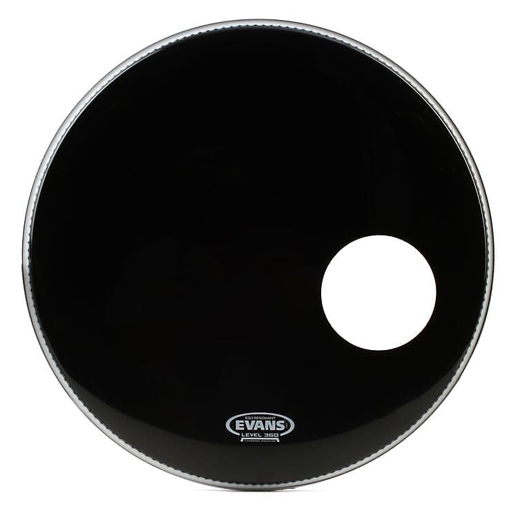 Evans EQ3 Black Resonant Bass Drumhead - 20 inch - With Port Hole image 1