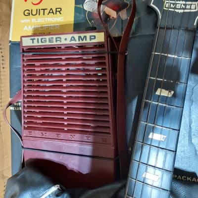 Vintage 1970's Emenee Tiger Electric Guitar, Amp, Gig Bag And Case image 9