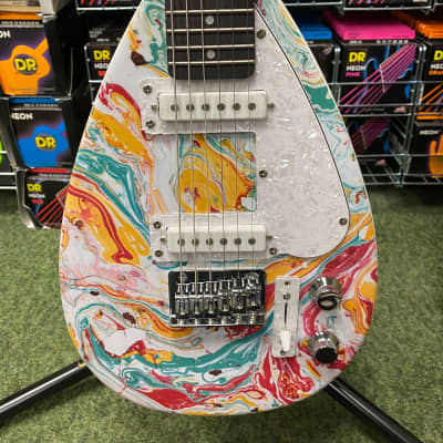 Vox Mini Mk III travel guitar teardrop shape in marble /white finish for sale