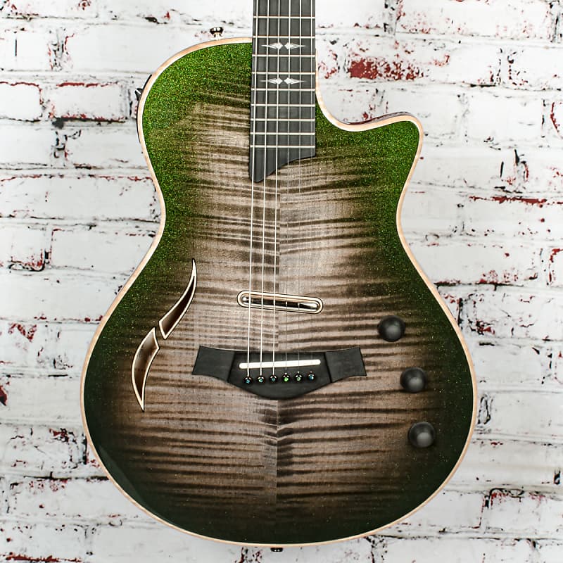 USED Taylor Custom 33 T5z Hollowbody Electric Acoustic Hybrid Guitar Figured Big Leaf Maple Urban Ash w Deluxe Hardshell Case SN