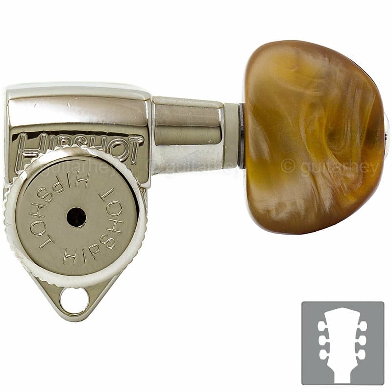 NEW Hipshot Grip-Lock Open-Gear LOCKING Tuners SMALL AMBER Buttons 