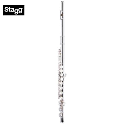 Stagg WS-FL111 Closed Hole C Offset G, Split E Flute Nickel Silver ABS Case, Swab, Gloves image 1