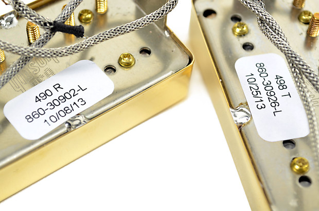 Genuine Gibson Les Paul 490R 498T Gold Pickups - Set | Reverb Genuine Gibson Les Paul 490R 498T Gold Pickups - Set | Reverb