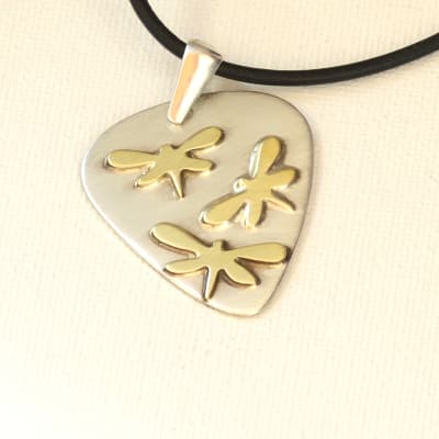 Dragonfly Artisan Sterling Silver Guitar Pick Necklace as a Fusion of Visual Art and Music image 2
