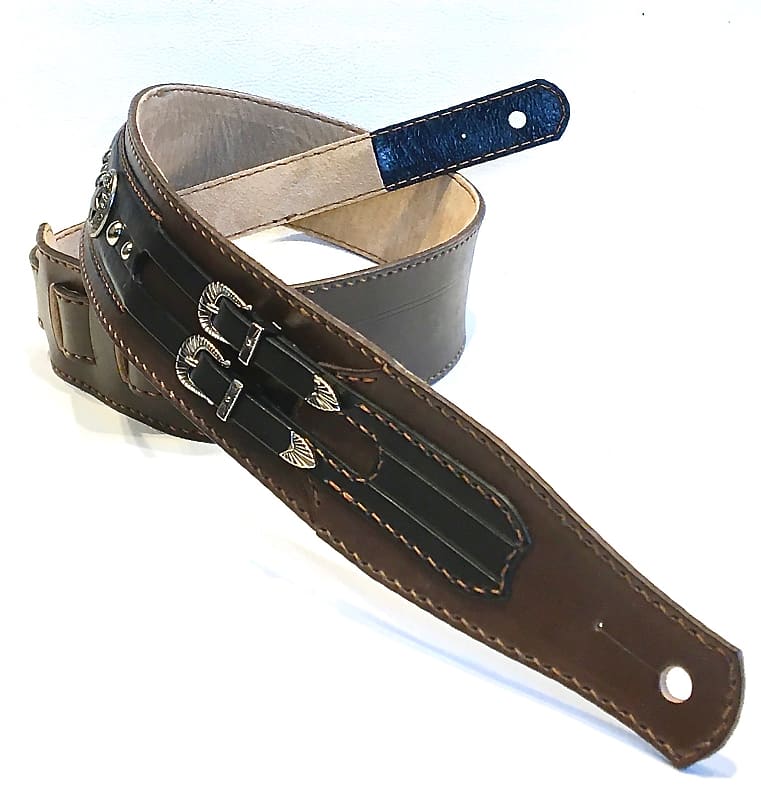 WIZARD LEATHER Guitar strap with star conchos and Reverb Canada