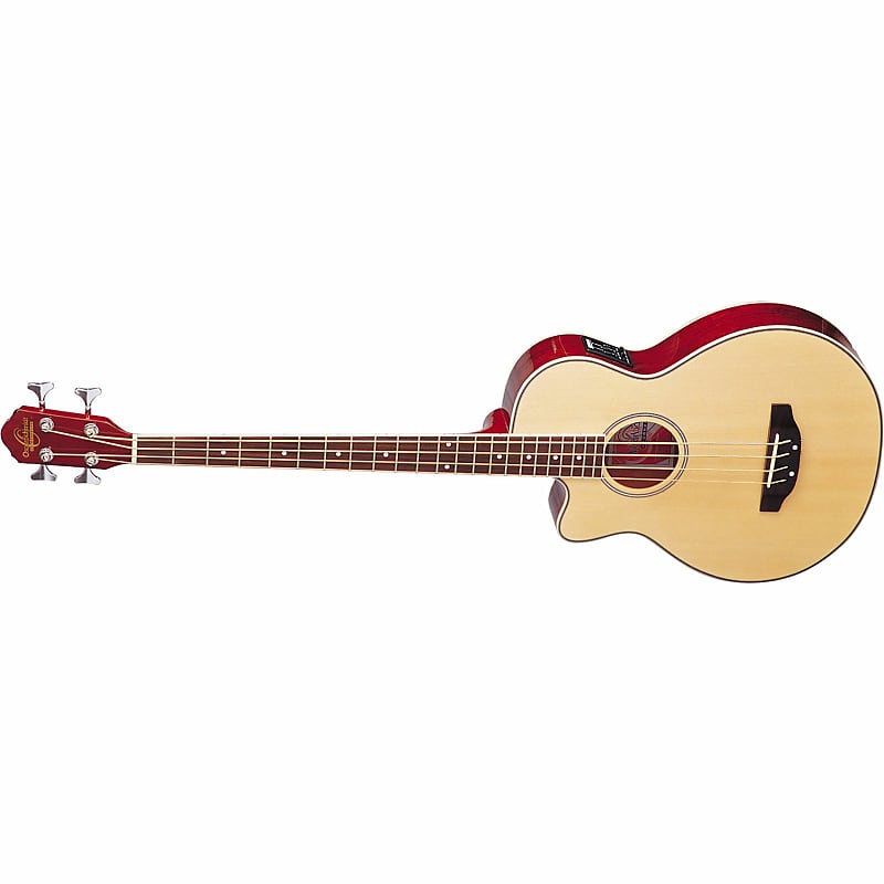 Oscar Schmidt OB100NLH Left-Handed 4-String Acoustic Electric Bass Guitar with Bag, Natural image 1