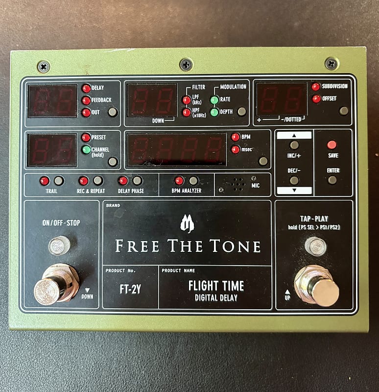 Free The Tone FT-1Y Flight Time Digital Delay 2010s - Green Free The Tone FT-1Y Flight Time Digital Delay 2010s - Green