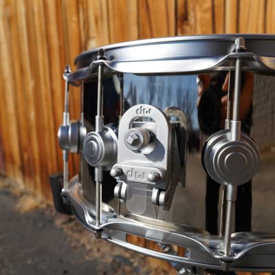 DW USA Collectors Series 6.5 x 14" Nickel Over Brass Snare Drum w/ Satin Hardware (2023) image 2