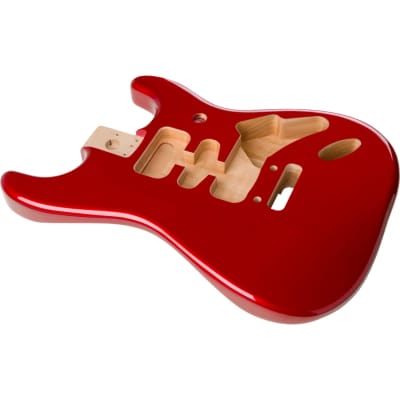 Genuine Fender Deluxe Series Stratocaster HSH Alder Body 2 Point Bridge Mount, Candy Apple Red image 2