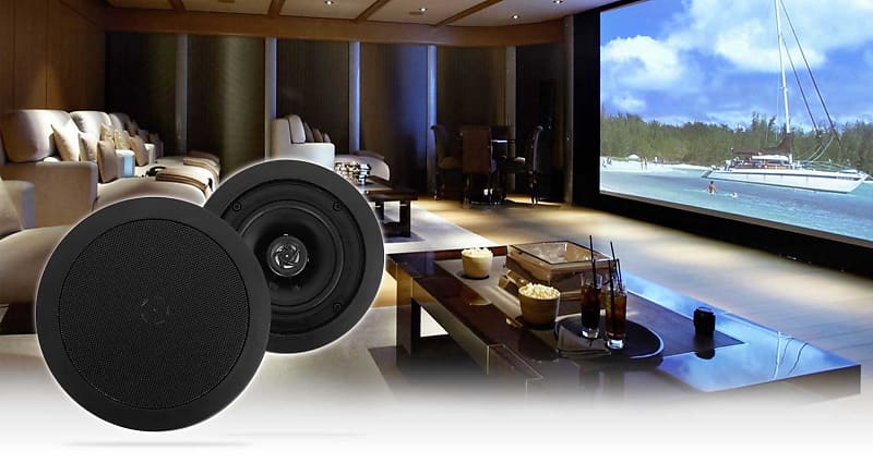 2 Rockville HC55-16 Black 5.25&quot; 300 Watt In-Ceiling Home Theater Speakers 16 Ohm  			