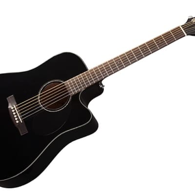 Jasmine JD39CE-BLK Dreadnought Cutaway Spruce Top 6-String Acoustic-Electric Guitar w/Hardshell Case image 4