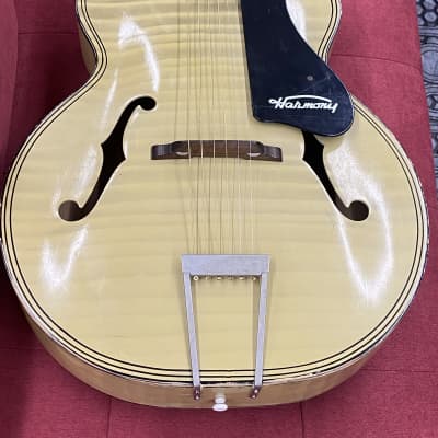 Harmony H1214 Archtone Acoustic Archtop Guitar 1950's - Blond with Faux Flame image 3