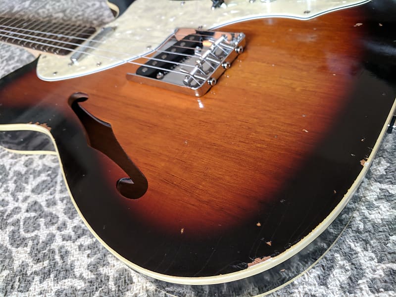 MJT Thinline Telecaster style Tele Custom Aged Vintage Burst