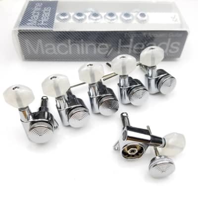 Jinho Locking Tuners With Peal Buttons JN-07SP Chrome - 6R as shown for sale