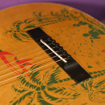 1930s Harmony-made Hawaiian/Tropical Stencil Parlor Guitar