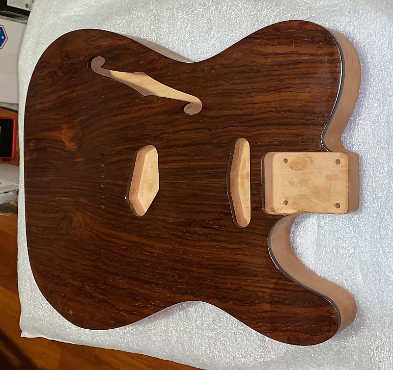 MusiKraft USA Custom Thinline Telecaster Body Cocobolo Top Alder Back Light 3lbs 9oz