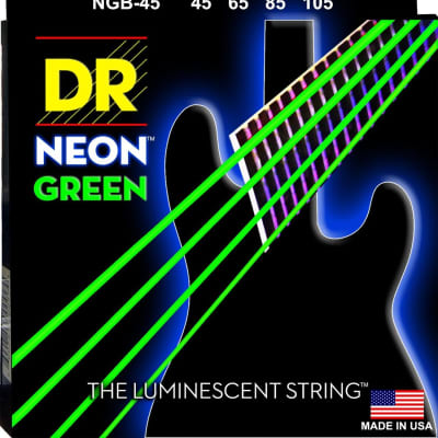 DR NGB-45 4 string Hi-Def Neon Green Coated Bass Guitar Strings 45-105 MED 2016 Neon Green image 1
