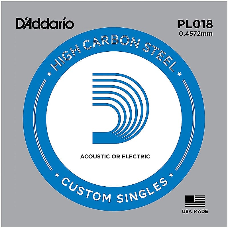 D'Addario PL018 Plain Steel Single Guitar String .018" image 1