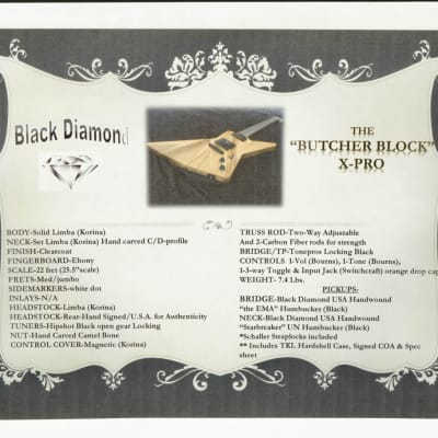 Black Diamond X-Pro Prototype Butcher Block with Epiphone Hardshell Case  (USED) image 17