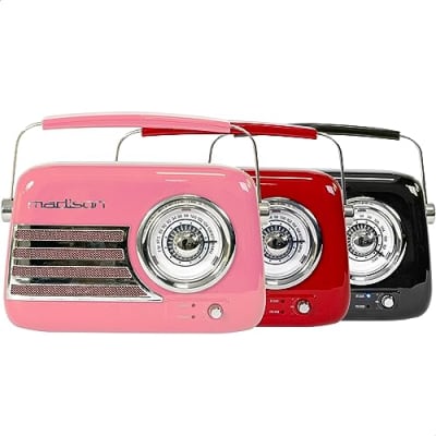 Madison - FREESOUND-VR40P - 30W Vintage Long Life Battery Radio with Bluetooth, USB and FM - Pink Bild 5