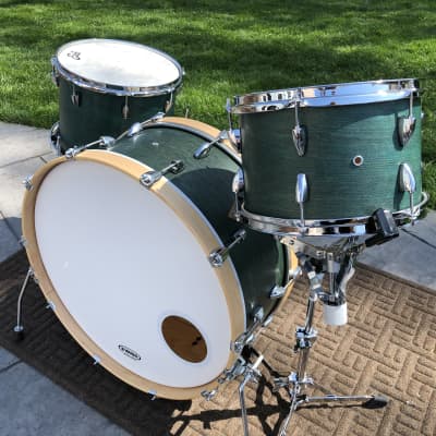 2019 Custom Travel Drum Set, Green hand-rubbed oil finish image 1