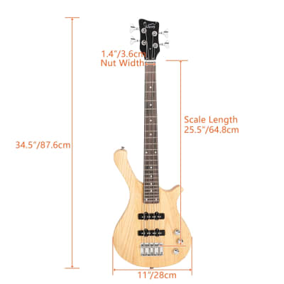 Glarry  GW101 36in  Quality Kid's Electric Bass Guitar 2021 Burlywood image 3