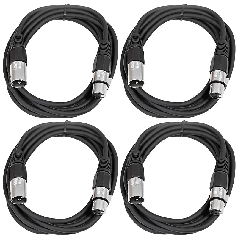 4 Pack of XLR Patch Cables 10 Feet Extension Cords Jumper - Black and Black image 1