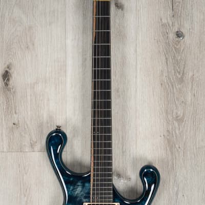 Fibenare Erotic Dalmat Blue Guitar, Ebony Fretboard, Poplar Burl, Tortoise Blue image 4