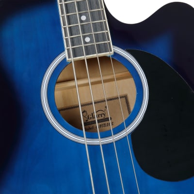 Glarry GMB101 4 string Electric Acoustic Bass Guitar w/ 4-Band Equalizer EQ-7545R 2020s - Blue image 7
